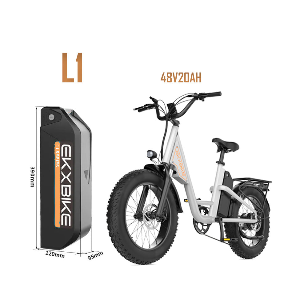 Front view of ekxbike electric bike bttery l1