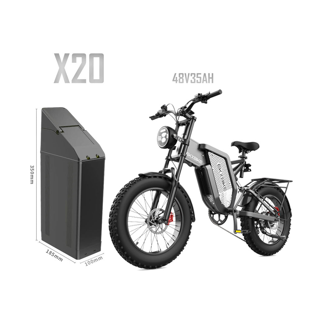 Front view of ekxbike electric bike x20 battery