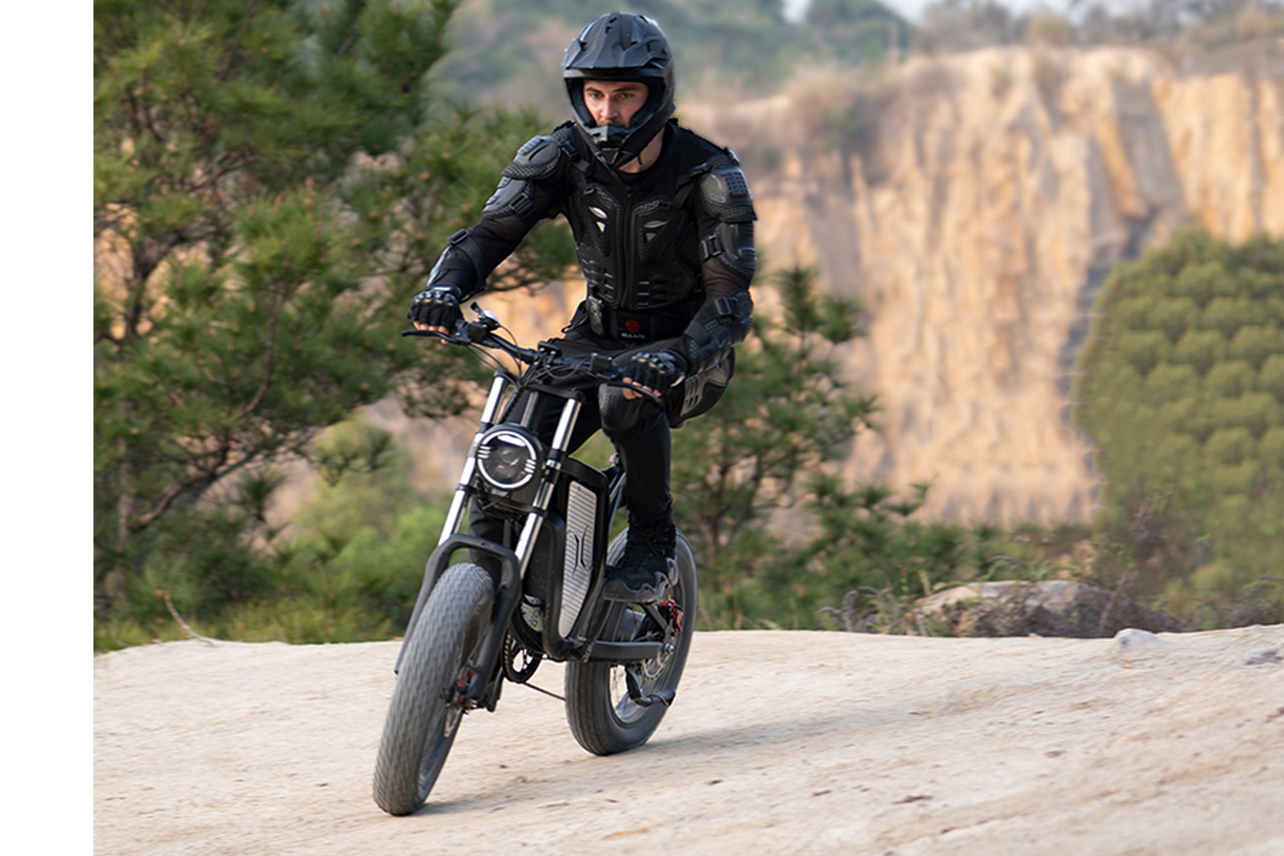 a rider ride a ekxbike x20 on the trail