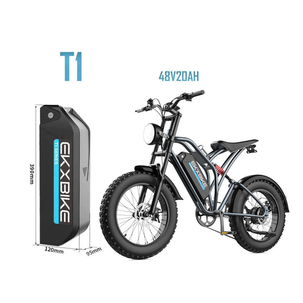 Front view of ekxbike electric bike t1 battery