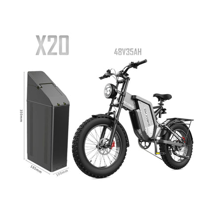 Front view of ekxbike electric bike x20 battery