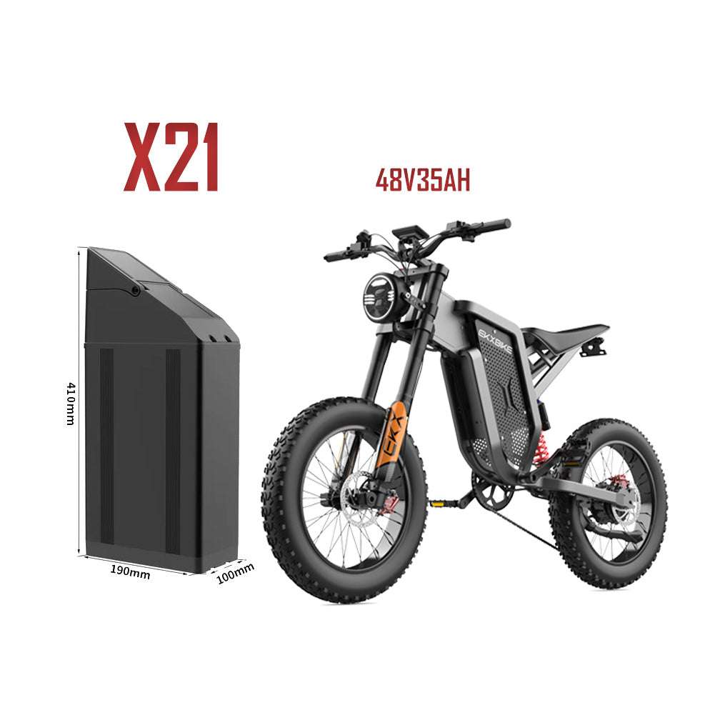 Front view of ekxbike electric bike x21 battery