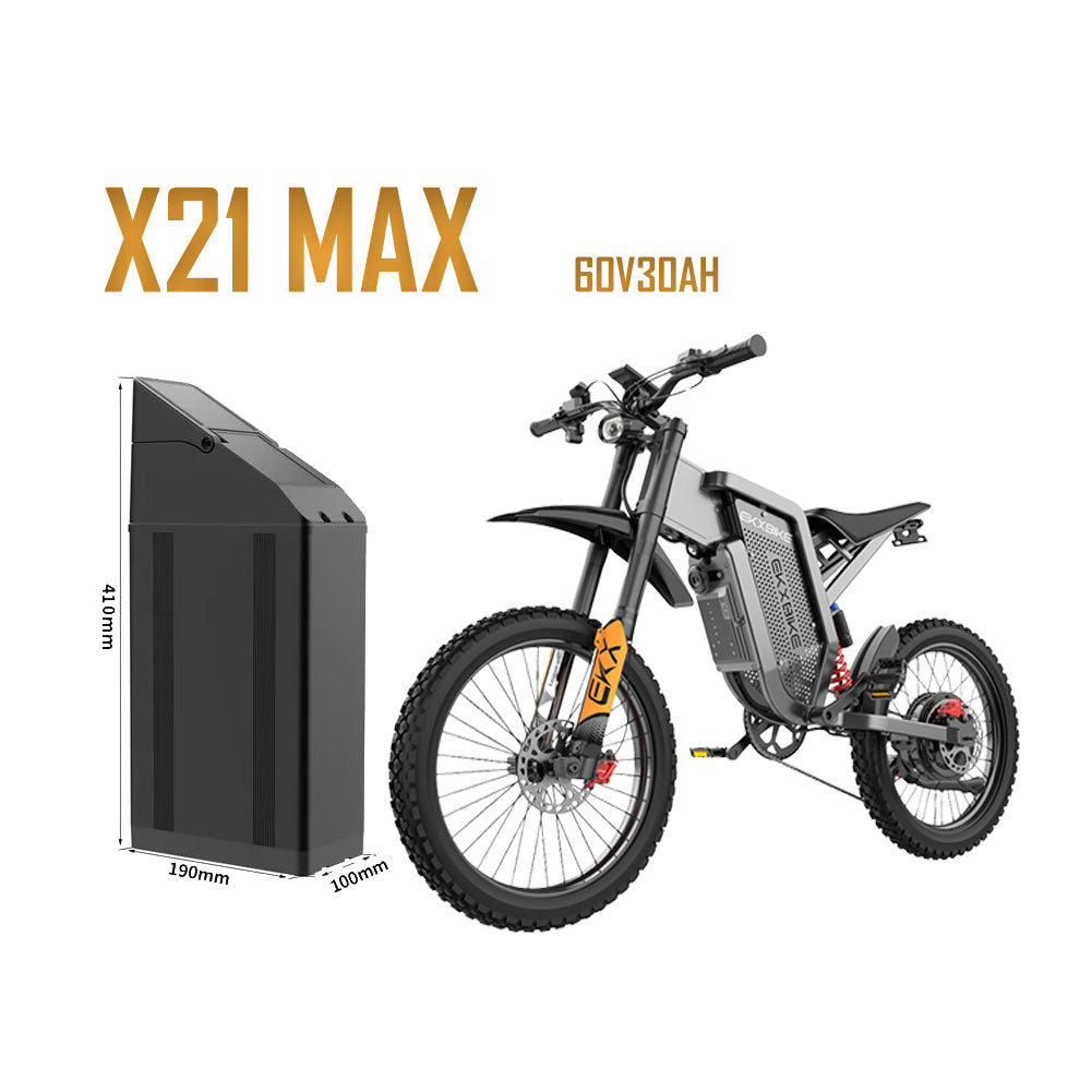 Front view of ekxbike electric bike x21max battery