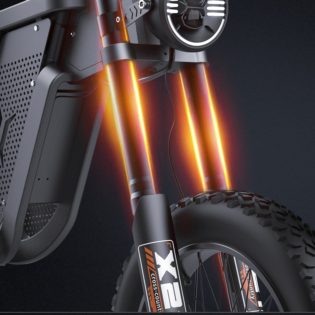 front fork detail of ekxbike e-bike x21